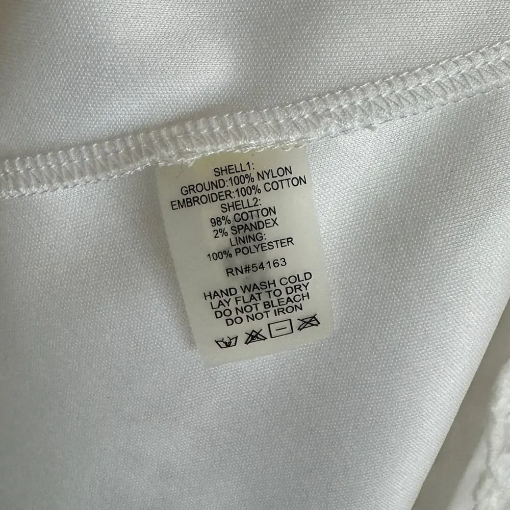 Calvin Klein White Floral Lace Embroidered Fit & Flare Dress White Size 6